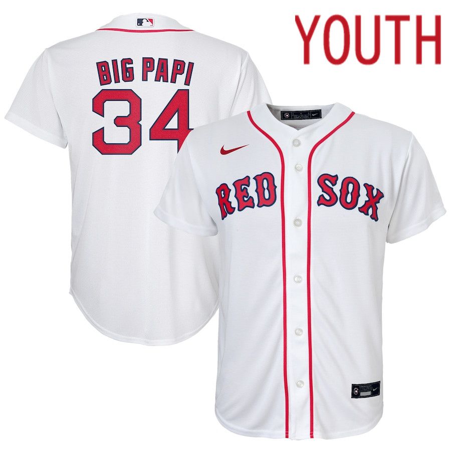 Youth Boston Red Sox 34 David Ortiz Nike White Replica Player MLB Jersey